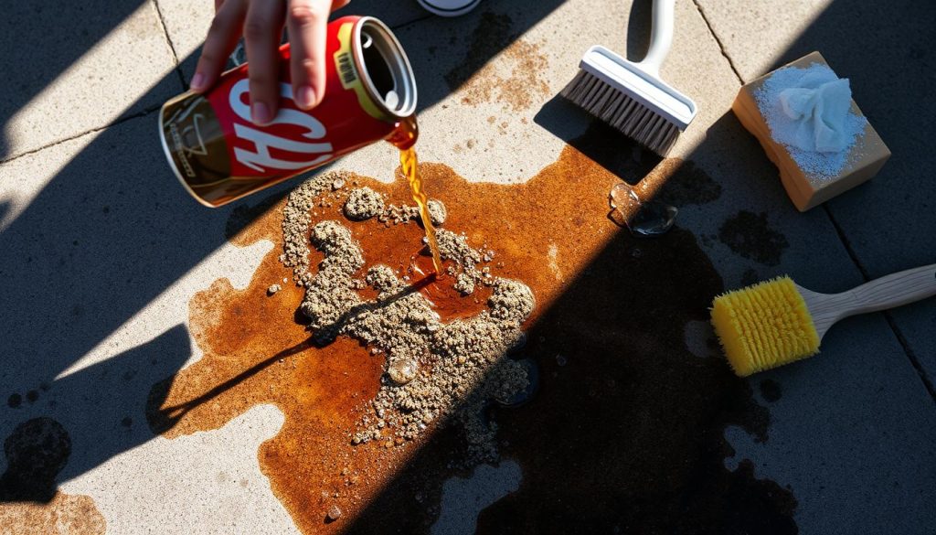 using coke to clean concrete